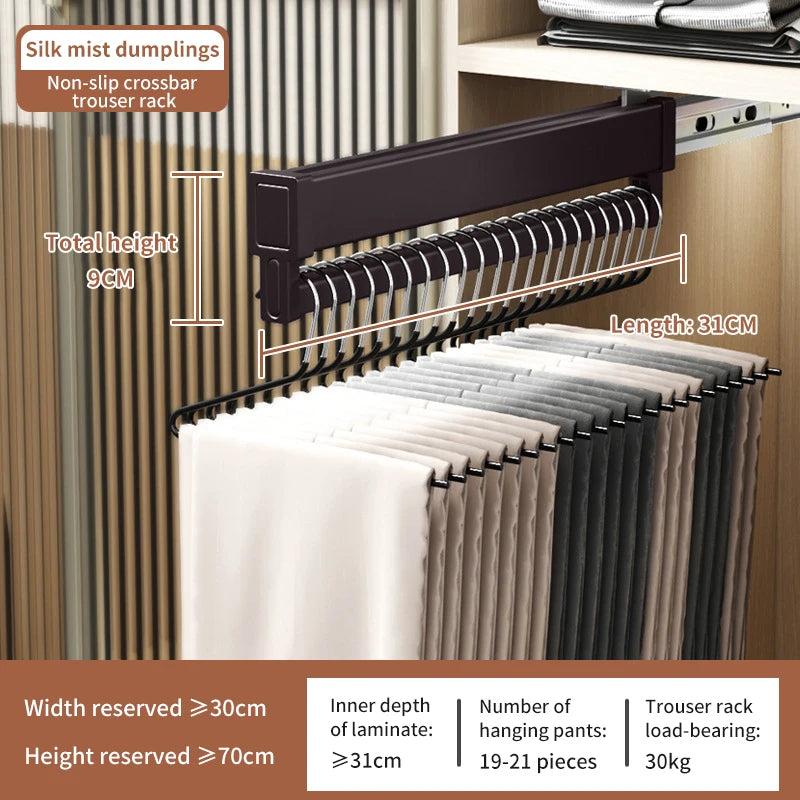 Expandable Sliding Pants Rack Collapsible Drying Holder Aluminum alloy Wardrobe Clothes Rack Wall-mounted Retractable organizer