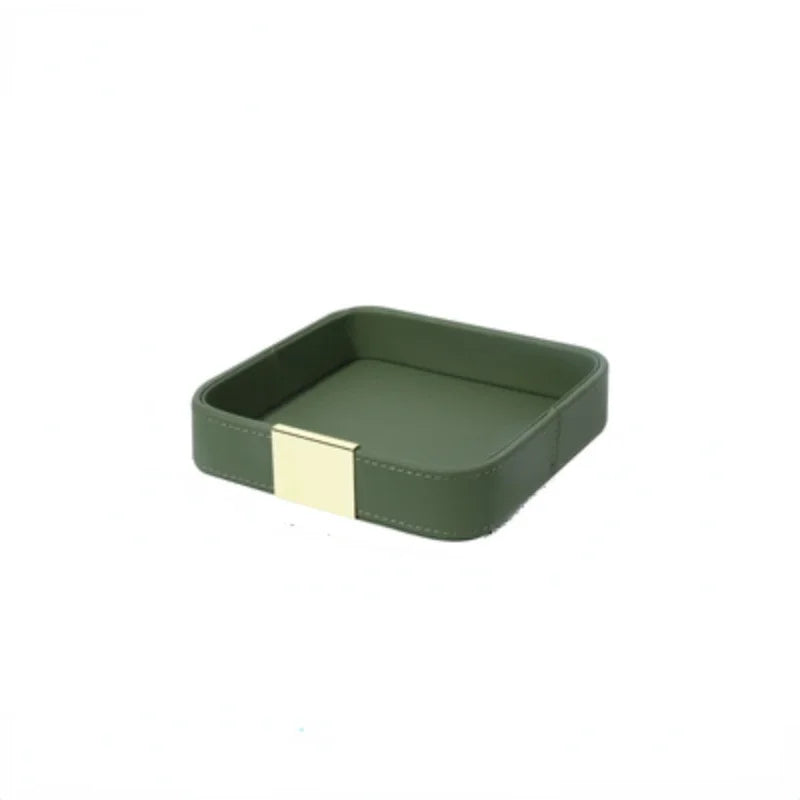 Light Luxury PU Leather Storage Portable Makeup Organizer Storage Jewelry Ring Dish Entrance Key Holder Sundry Tray Jewellry