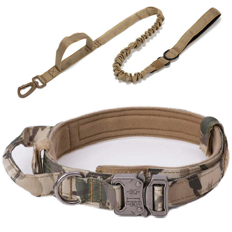 Coleiras e Guias para Cães Pets, Material de Nylon, Coleira Refletiva Durável, Coleira Tática para Treinamento de Pets