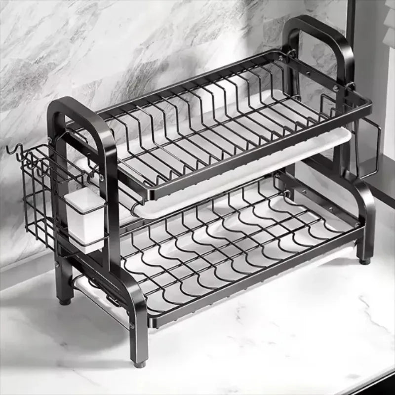 Escorredor de Louças de Cozinha, Vários Andares, Aço Inoxidável, Organizador, Estilo Retro
