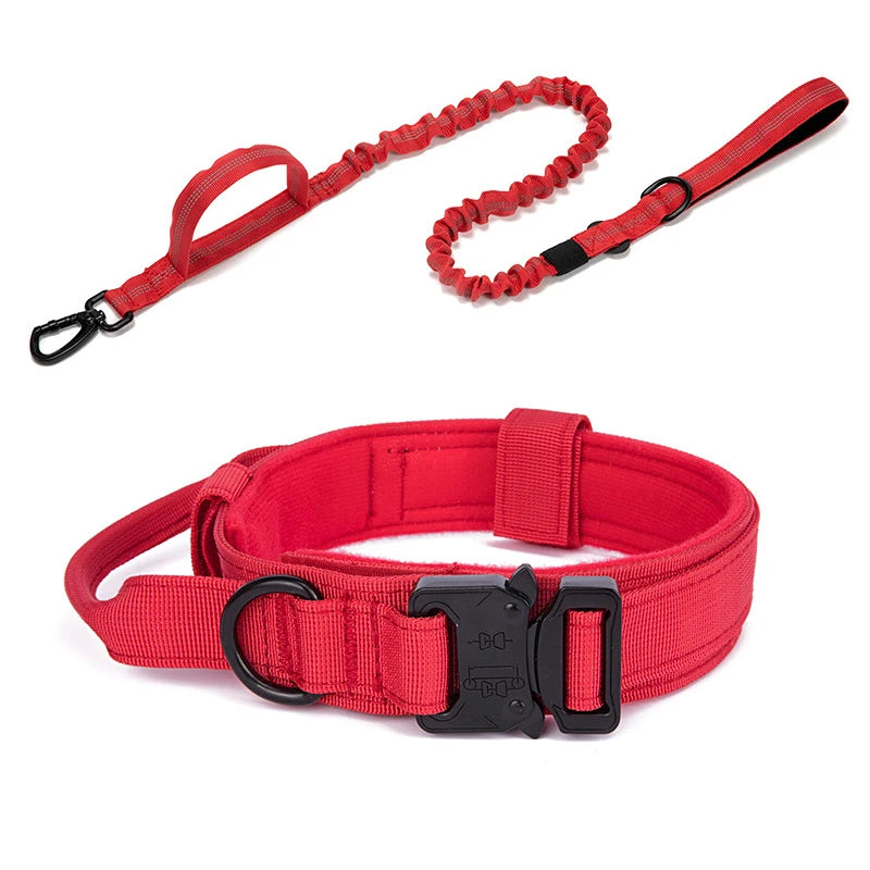 Coleiras e Guias para Cães Pets, Material de Nylon, Coleira Refletiva Durável, Coleira Tática para Treinamento de Pets