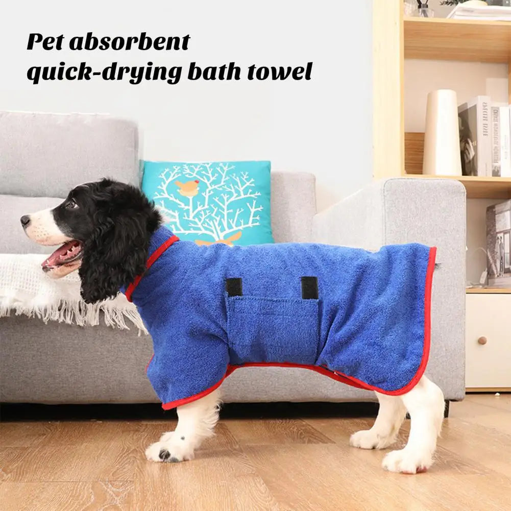 Pet Robe Coat with Secure Fit Super Absorbent Microfiber Dog Bathrobe Towel Wrap for Small Medium Pets Adjustable Waist for Dogs