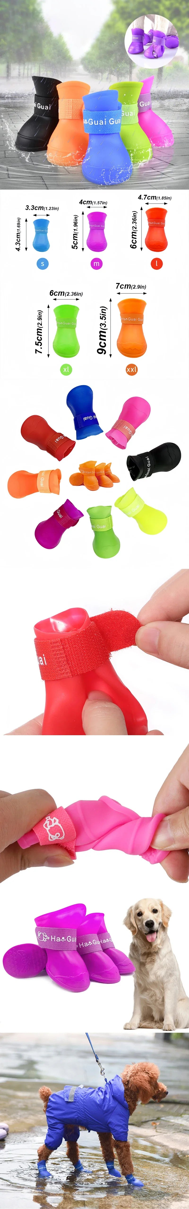 Pet silicone rain shoes anti-dirty non-slip waterproof dog shoes soft bottom footwear small dogs cats teddy Shoes