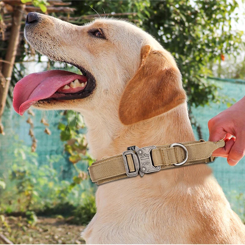 Coleiras e Guias para Cães Pets, Material de Nylon, Coleira Refletiva Durável, Coleira Tática para Treinamento de Pets