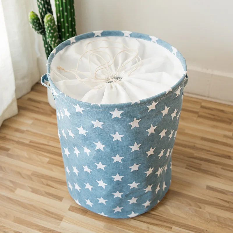 Foldable Star Laundry Basket for Toys Cotton Linen Storage Bucket Bag Collapsible Household Dirty Clothes Organizer 35*45cm