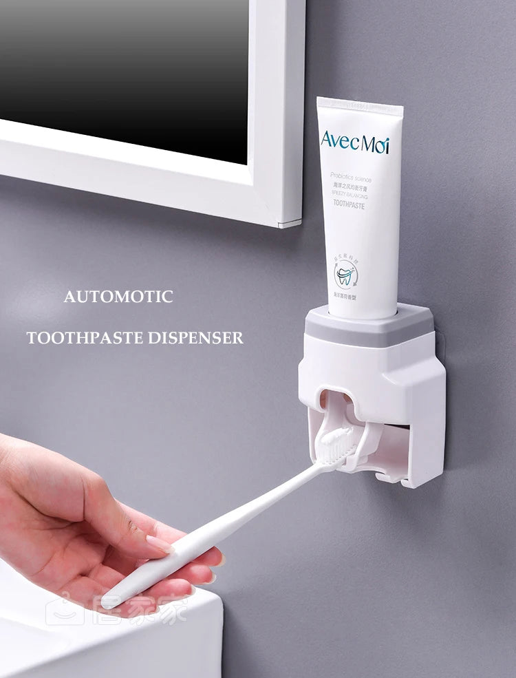 Creative Toothbrush Holder Set Toothpaste Dispenser Wall Mount Stand Bathroom Accessories Set Rolling Automatic Squeezer