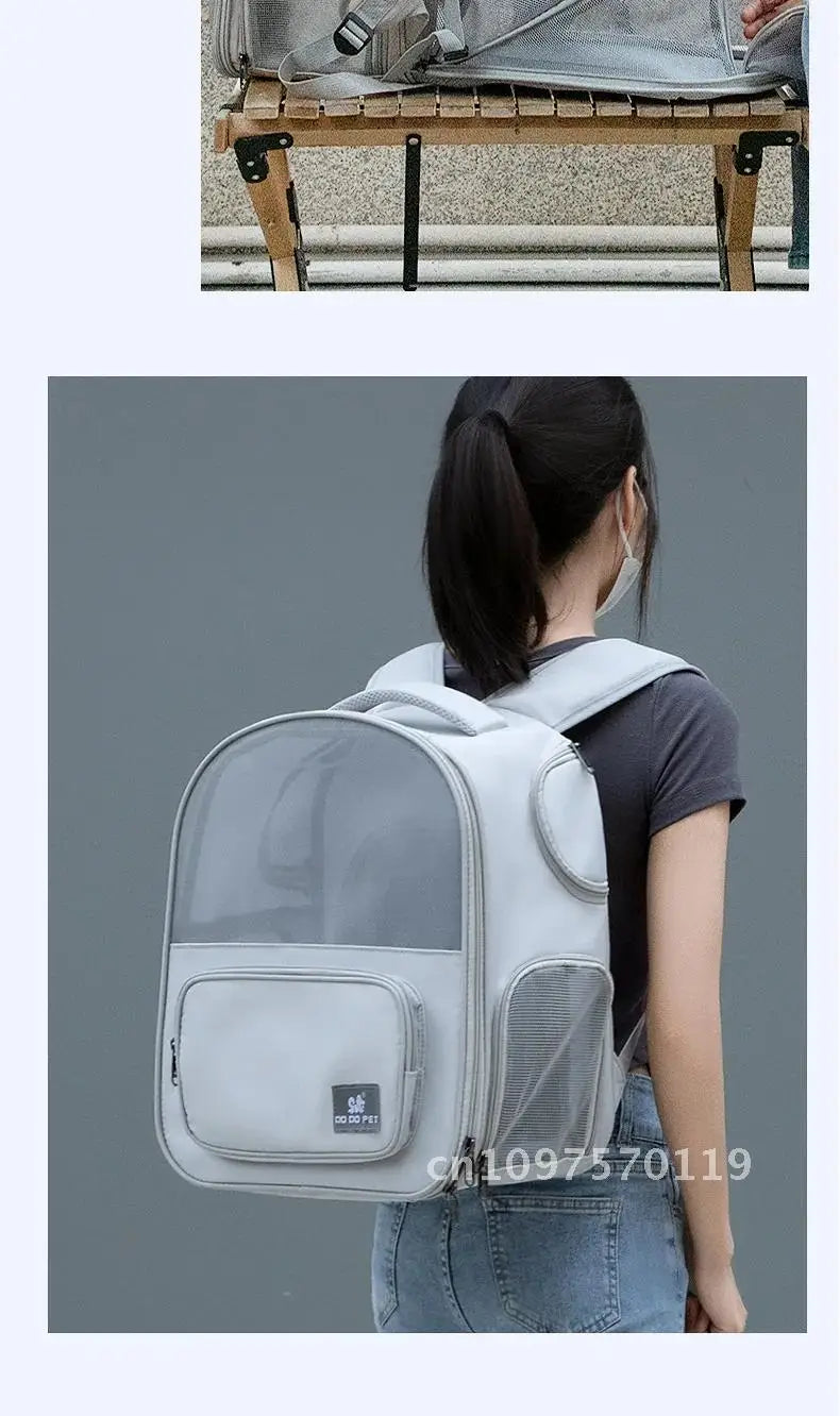 Pet Supplies Cat Backpack Breathable Foldable Bag Puppy Outdoor Capacity Use Walk Cage Pet Expandable Travel Large