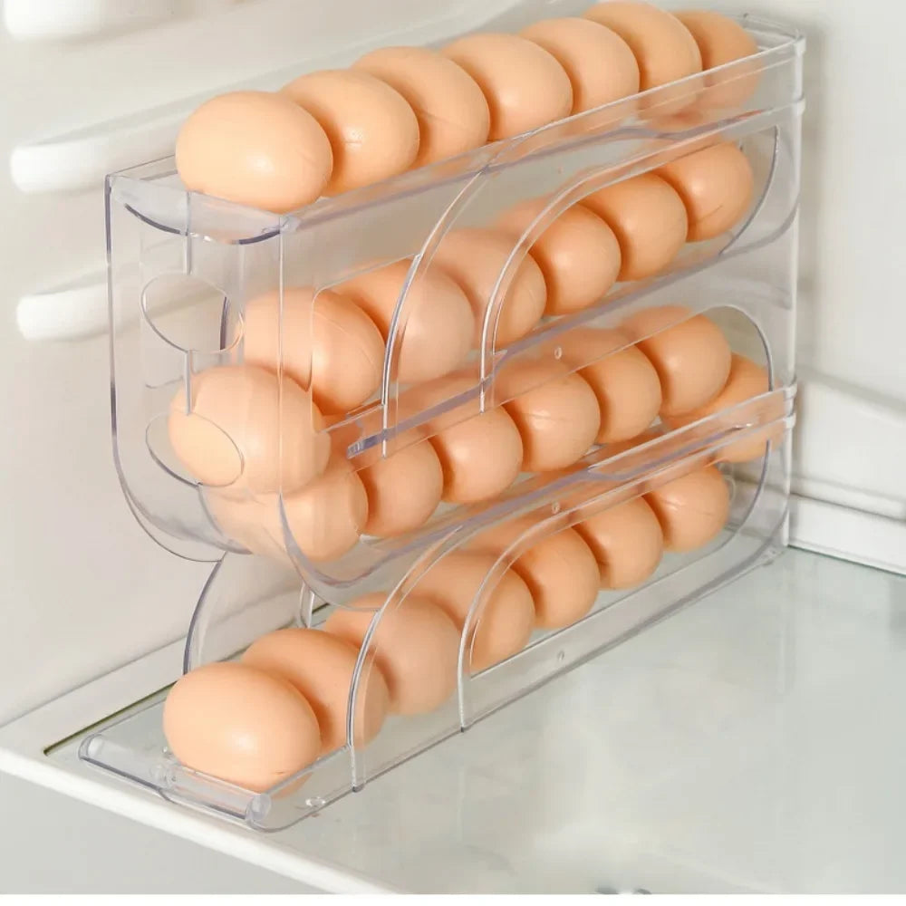 Organovo - Suporte Organizador de Ovos para Geladeira, Movimento Automático por Gravidade, 3 ou 4 Camadas, Grande Capacidade, Dispensador