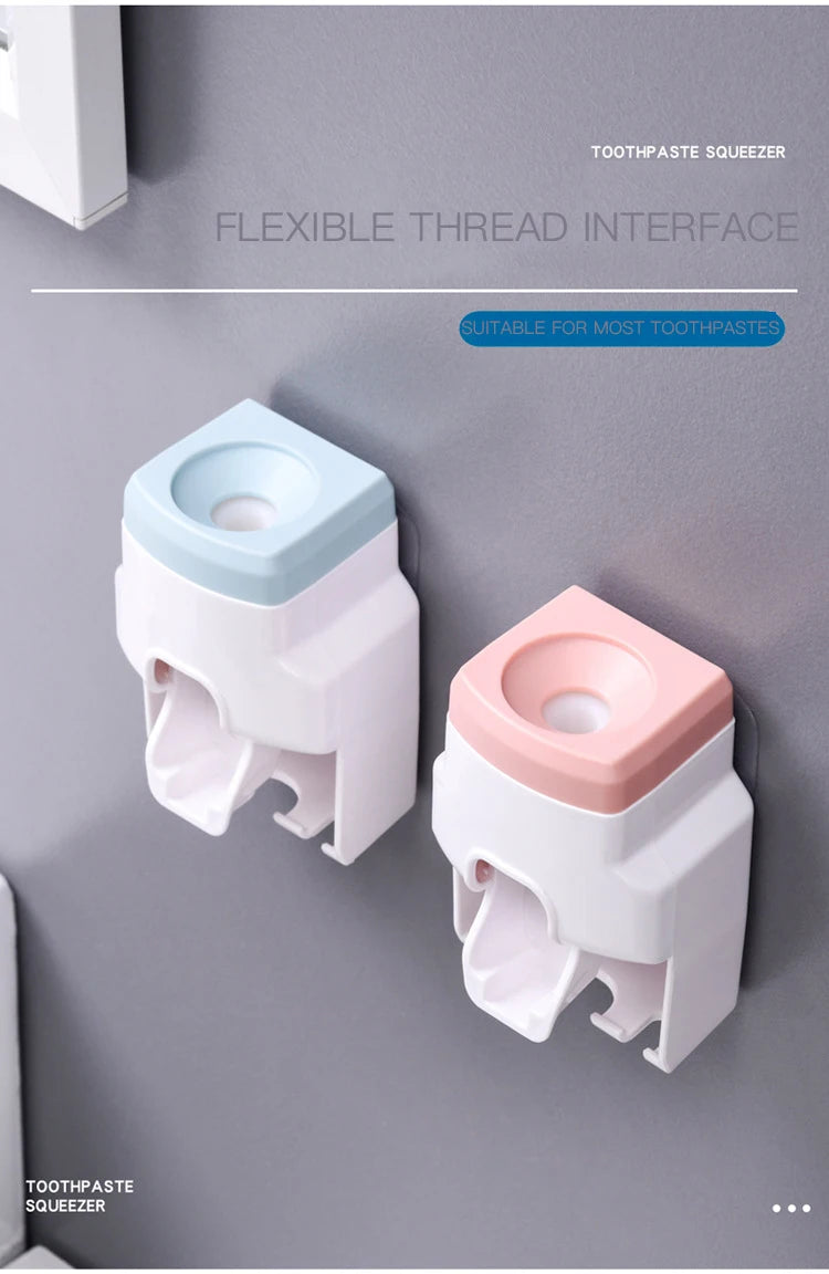 Creative Toothbrush Holder Set Toothpaste Dispenser Wall Mount Stand Bathroom Accessories Set Rolling Automatic Squeezer