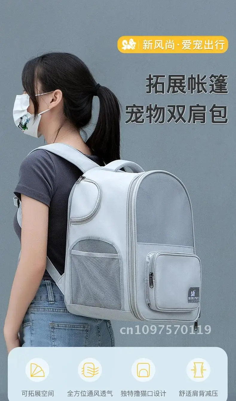 Pet Supplies Cat Backpack Breathable Foldable Bag Puppy Outdoor Capacity Use Walk Cage Pet Expandable Travel Large