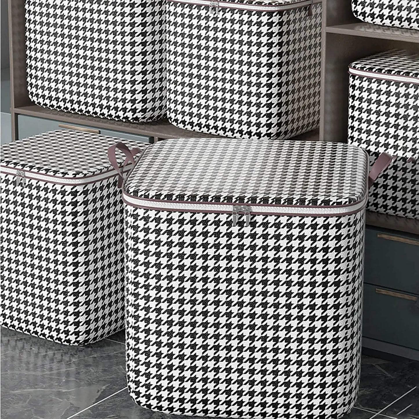 Extra-large Plaid Storage Box Plaid Storage Box Blanket Storage Bag Storage Container with Handle Closet Storage Box