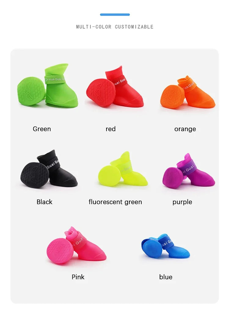 Pet silicone rain shoes anti-dirty non-slip waterproof dog shoes soft bottom footwear small dogs cats teddy Shoes