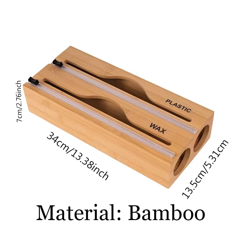 Hot 3 IN 1 Plastic Wrap Dispenser with Cutter Food Wrap Cling Film Storage Organizer Acrylic Foil Organizer for Kitchen Drawer