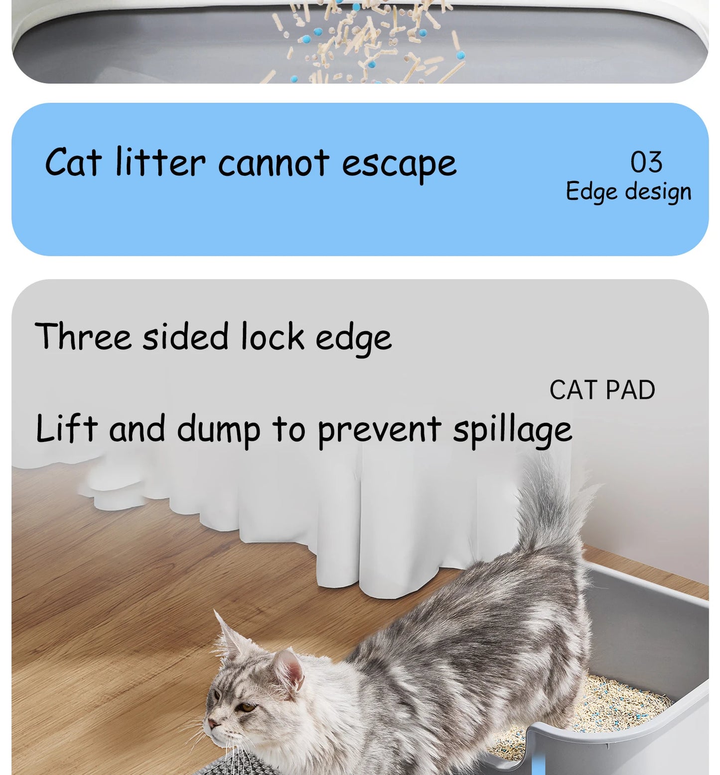 Large Waterproof Cat Litter Mat Double Layer Non-Slip Washable Pet Litter Box Mat Durable Sand Trapper Easy Clean