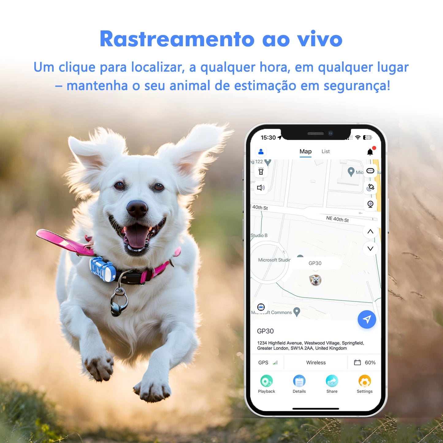 4G Dog Cat GPS Tracker for Pets - Waterproof Smart Locator with App, Live Tracking & Light/Sound Search, Free Trial Included