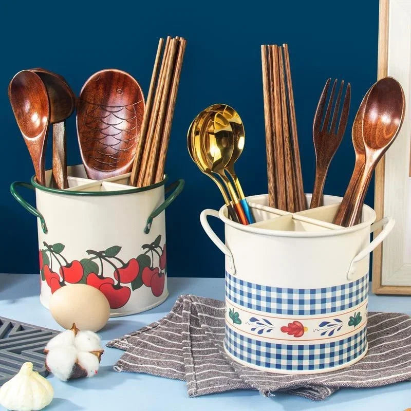 Multipurpose Vintage Chopsticks Home Holder Drying Rack Dividing Drainage Separated Cutlery Tube Organizer Utensil for Kitchen