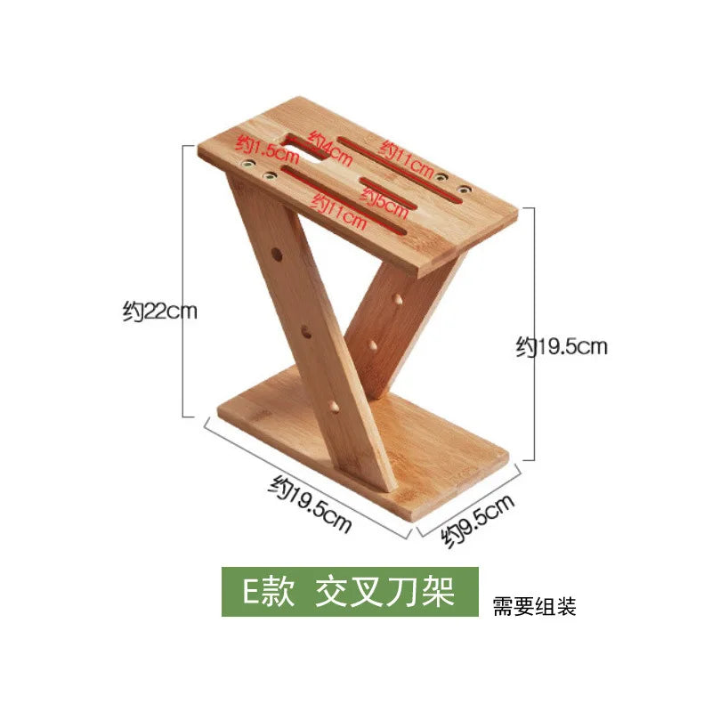 Wood Kitchen Knife Holder Bamboo Scissors Chopsticks Gadget Storage Shelf Rack Knife Block Stand Organizer Accessories WY804