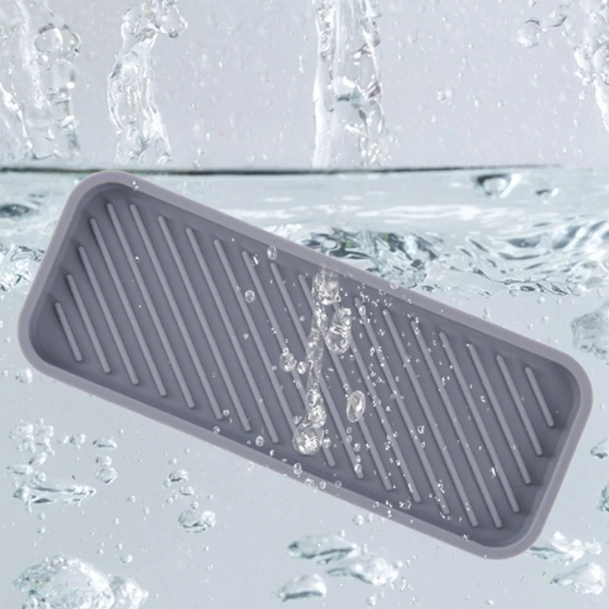23*9cm Kitchen Silicone Sink Holder Soap Dispenser Countertop Tray Bathroom Shower Shampoo Bottle Storage Tray Draining Pad