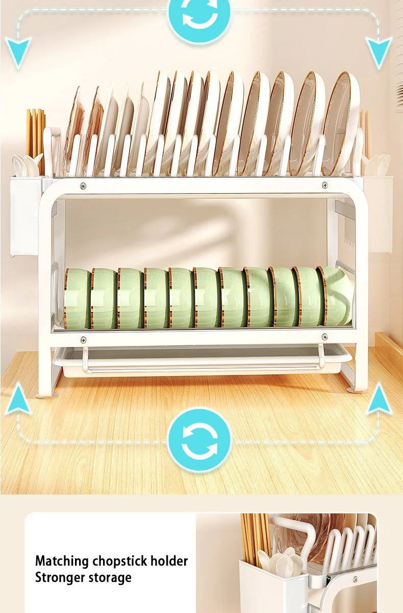 Kitchen Pull-out Dish Bowl Drainer Storage Rack Countertop Sink Cabinet Tableware Built-in Organizer Holder Cupboard Plates Rack