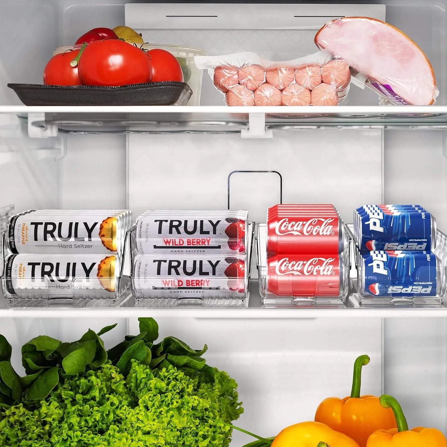 plastic box Simple Houseware Soda Can Organizer for Pantry / Refrigerator, Clear, Set of 2 storage box storage organizer