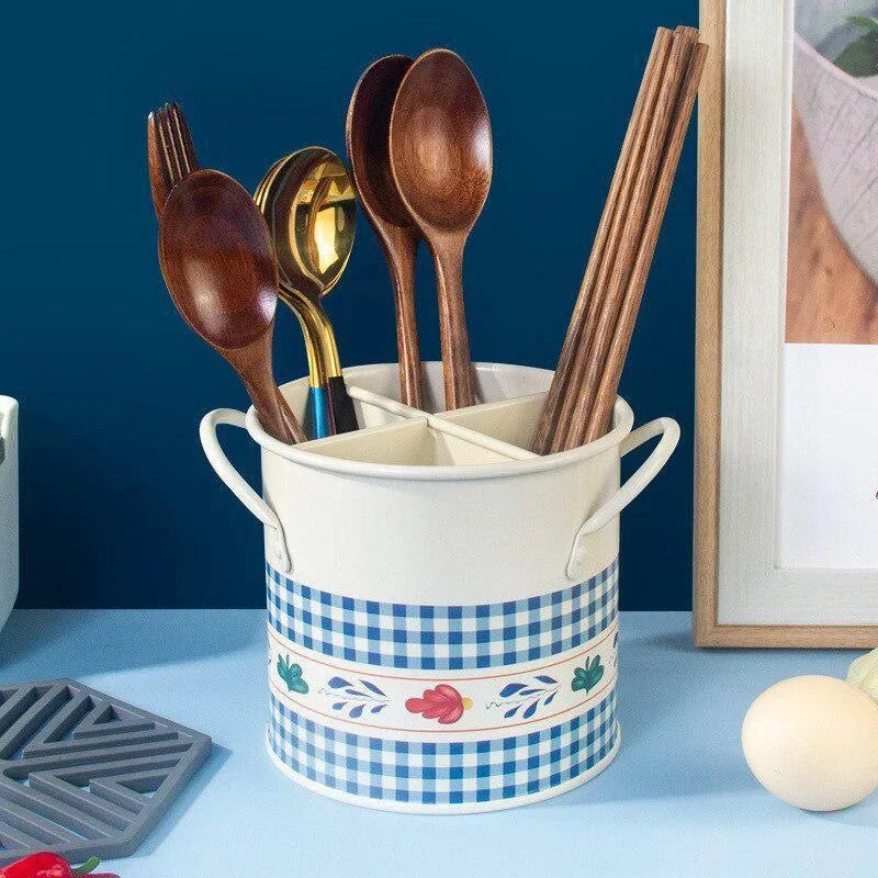 Multipurpose Vintage Chopsticks Home Holder Drying Rack Dividing Drainage Separated Cutlery Tube Organizer Utensil for Kitchen