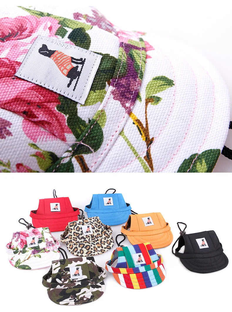 강아지 Dog Baseball Cap Hat with Neck Strap Adjustable Comfortable Ear Holes for Small Medium Large Dogs in Ourdoor Sun Protection
