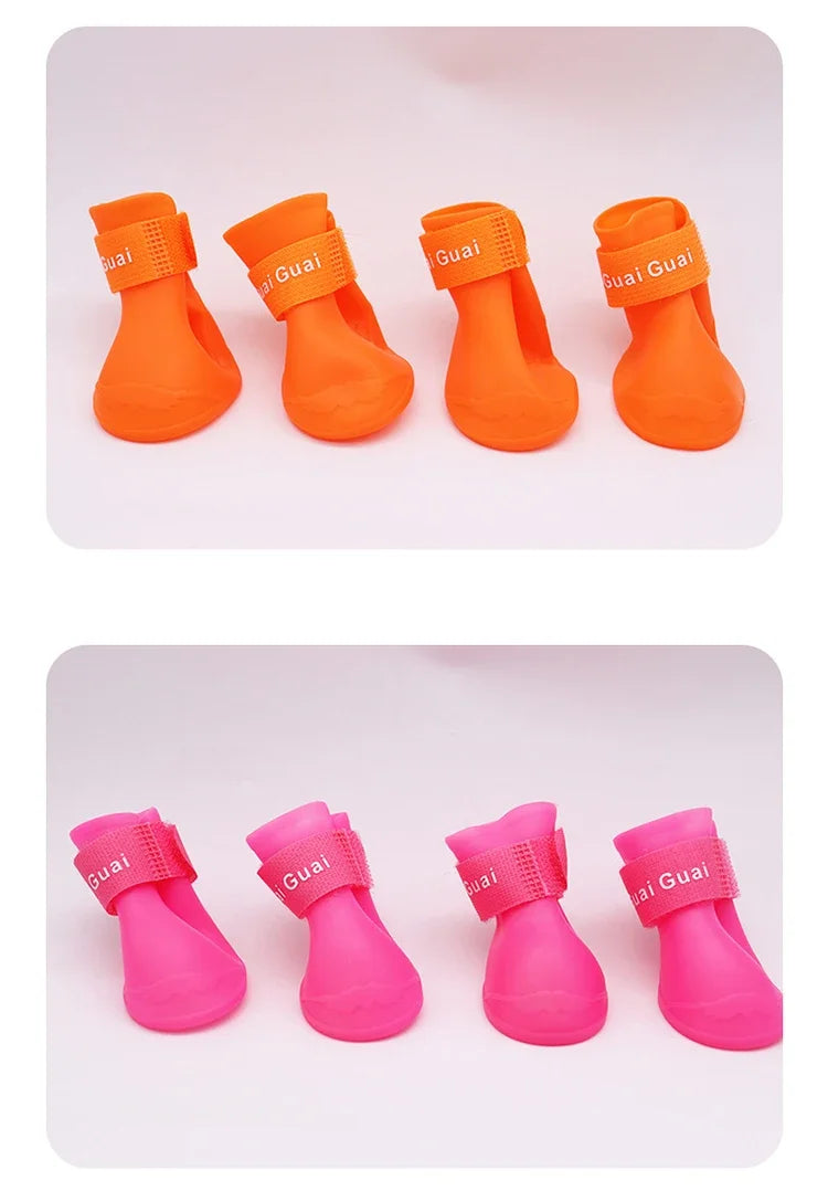 Pet silicone rain shoes anti-dirty non-slip waterproof dog shoes soft bottom footwear small dogs cats teddy Shoes