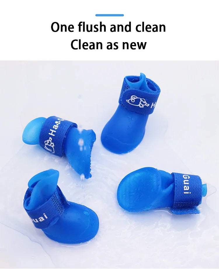 Pet silicone rain shoes anti-dirty non-slip waterproof dog shoes soft bottom footwear small dogs cats teddy Shoes