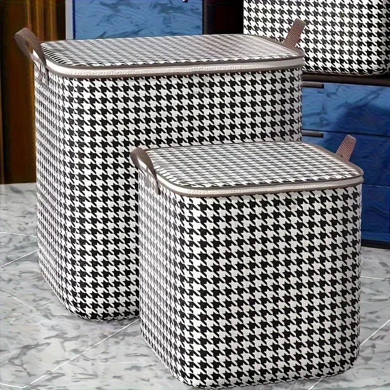 Extra-large Plaid Storage Box Plaid Storage Box Blanket Storage Bag Storage Container with Handle Closet Storage Box