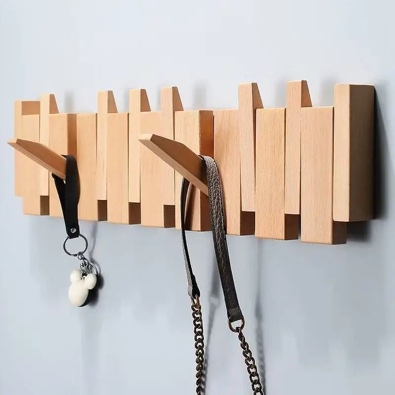 Wood Coat Racks Wall Mounted Keys Hats Organizer Entry Door Porch Hanging Coat Rack Piano Keys Shaped Clothes Hooks Home Decor