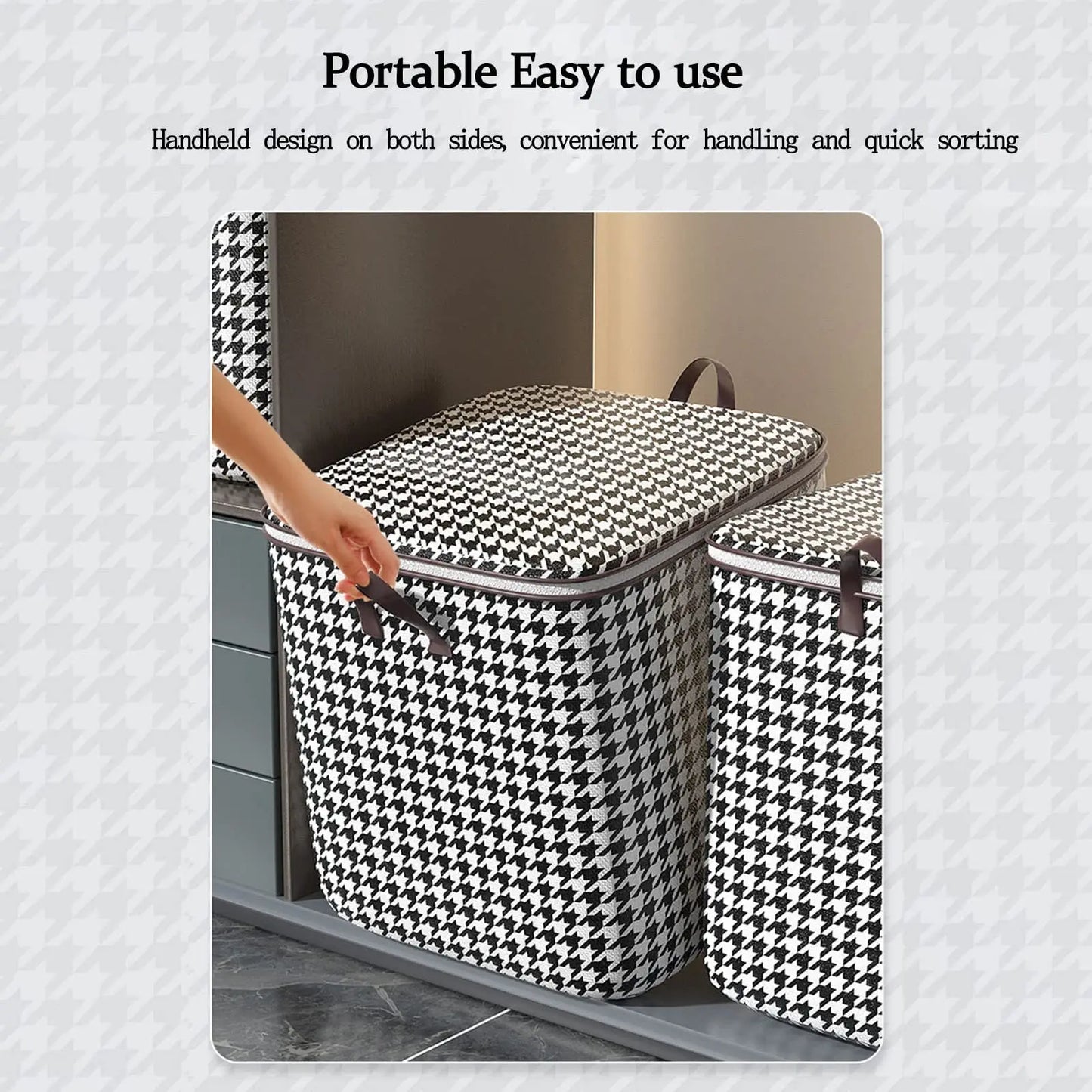 Extra-large Plaid Storage Box Plaid Storage Box Blanket Storage Bag Storage Container with Handle Closet Storage Box