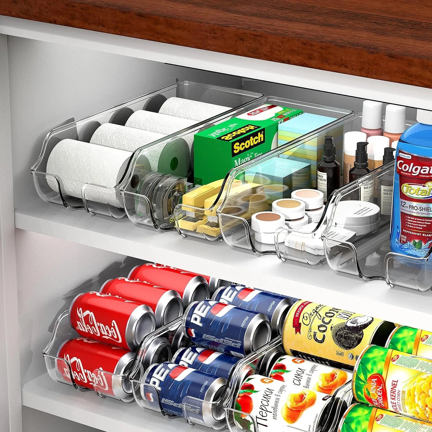 plastic box Simple Houseware Soda Can Organizer for Pantry / Refrigerator, Clear, Set of 2 storage box storage organizer