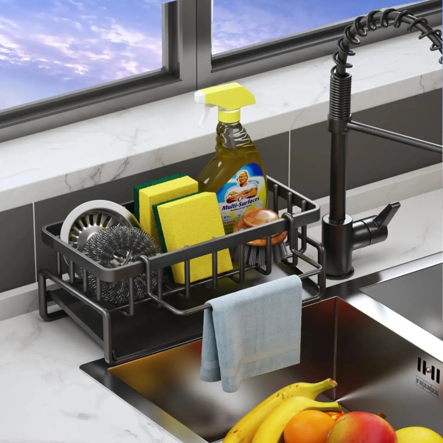 Kitchen Sink Drain Rack Organizer Stainless Steel Self-draining Sink Shelf Soap Sponge Holder Dishcloth Towel Rack filter baske