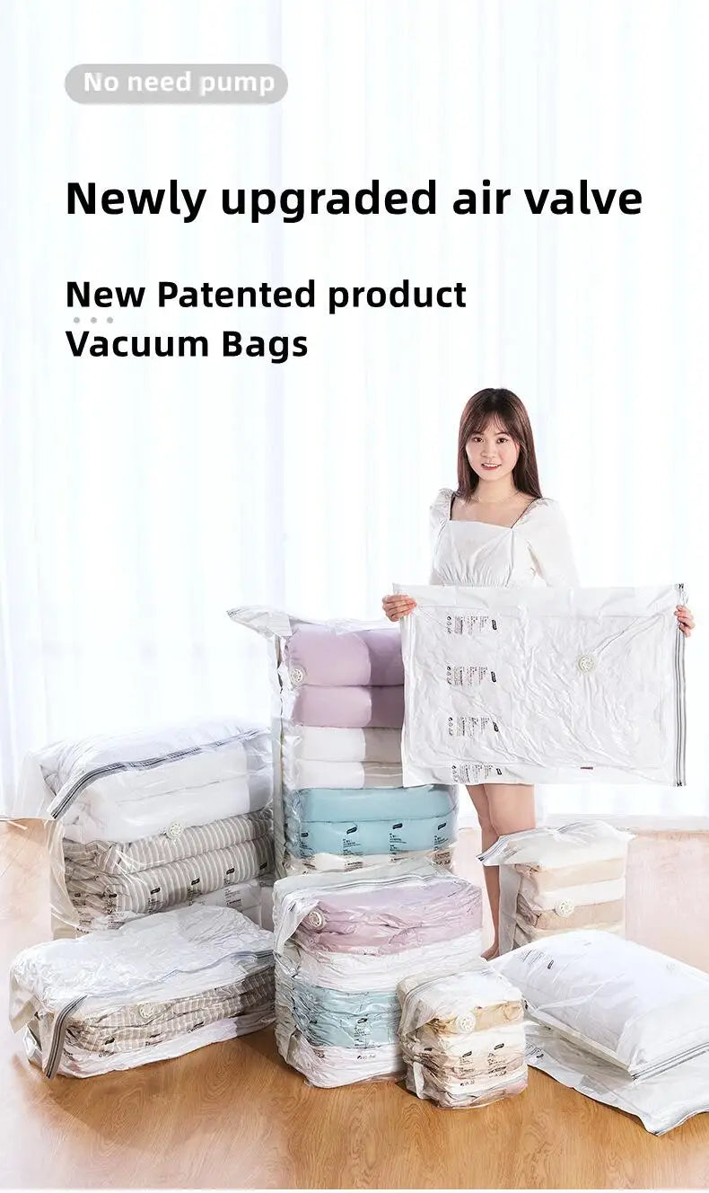 New Patented Vacuum Bags Large Plastic Storage Bags for Storing Clothes Blankets Compression Empty Bag Covers Travel Accessories