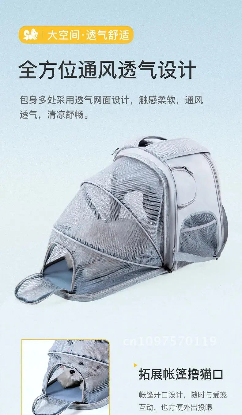 Pet Supplies Cat Backpack Breathable Foldable Bag Puppy Outdoor Capacity Use Walk Cage Pet Expandable Travel Large