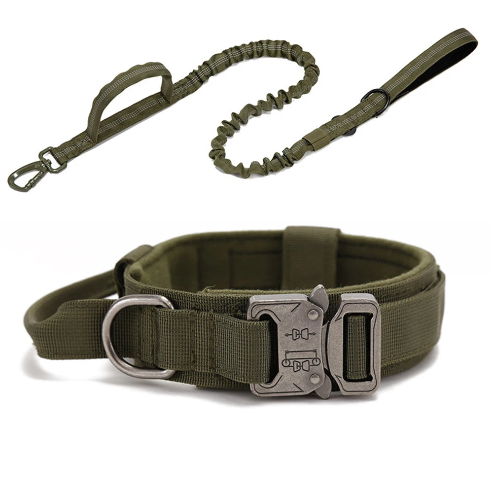Coleiras e Guias para Cães Pets, Material de Nylon, Coleira Refletiva Durável, Coleira Tática para Treinamento de Pets