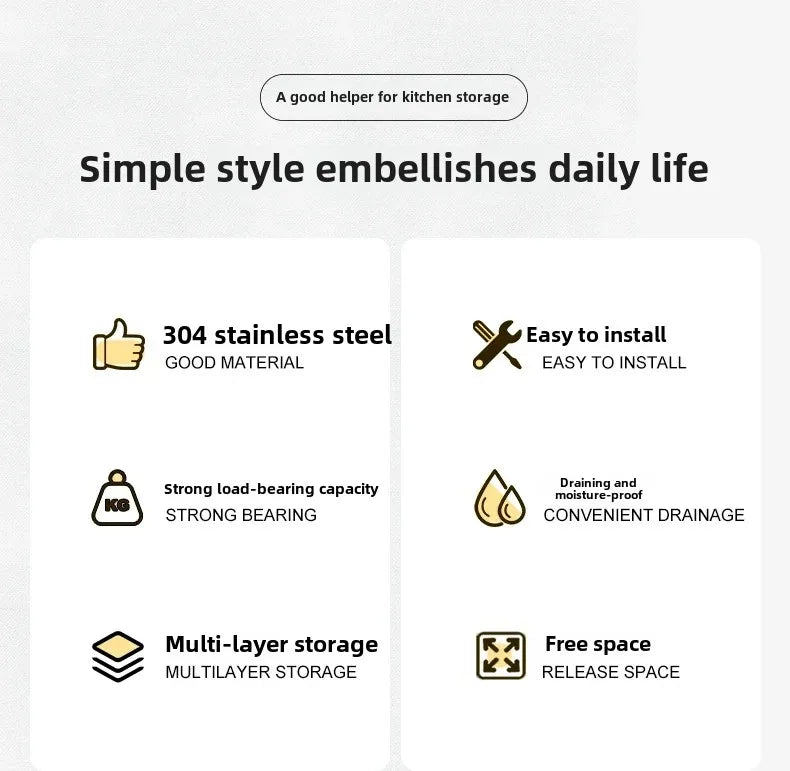 304 Stainless Steel Kitchen Shelf Above The Sink Dish Drainer Multifunctional Dish Drying Rack Drainage Ventile Cutlery Organize