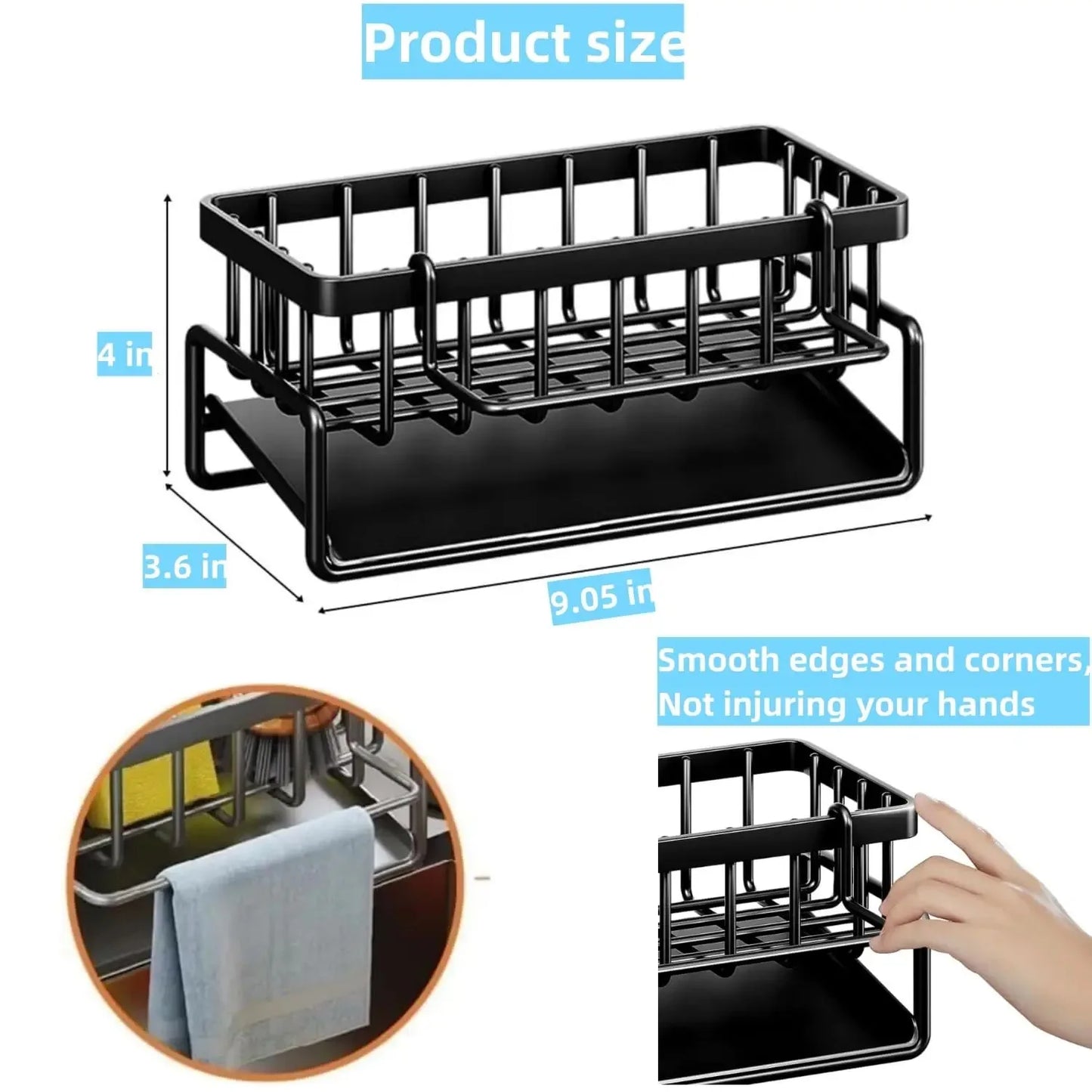 Kitchen Sink Drain Rack Organizer Stainless Steel Self-draining Sink Shelf Soap Sponge Holder Dishcloth Towel Rack filter baske