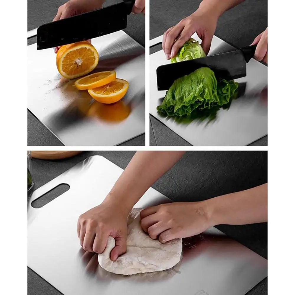 Tábuas de corte de titânio para cozinha, tábua de aço inoxidável 304, espessada, dupla face, portátil, para cortar frutas e carnes