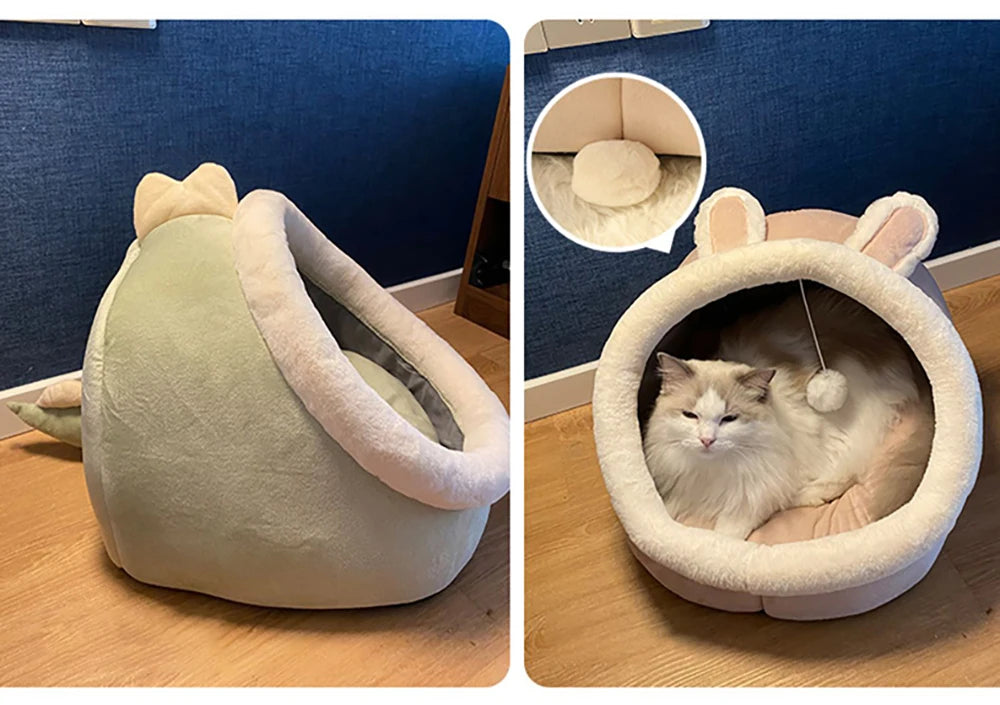 Deep Sleep Cat Bed Cartoon Pet Bed Foldable Removable Washable Pet Sleeping Bed for Small Dog Mat Bag Cave Cats Bed