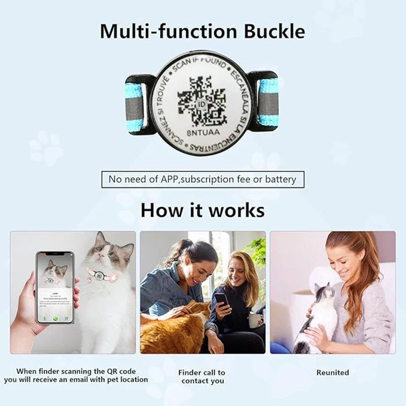 New Airtag Protective Cover Qr Code Collar Positioning Anti Loss Tracking Pet Collar Adjustable Reflective Strip Collar Rope