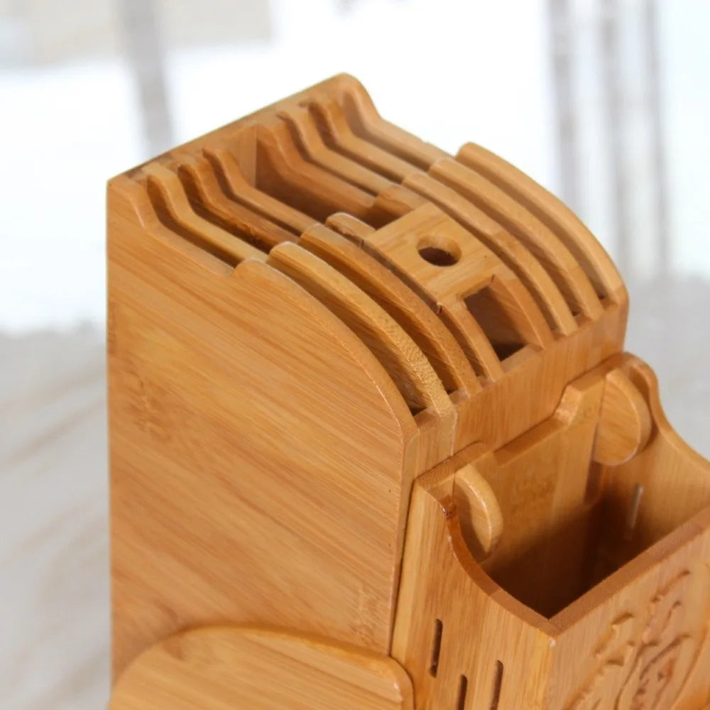 Wood Kitchen Knife Holder Bamboo Scissors Chopsticks Gadget Storage Shelf Rack Knife Block Stand Organizer Accessories WY804