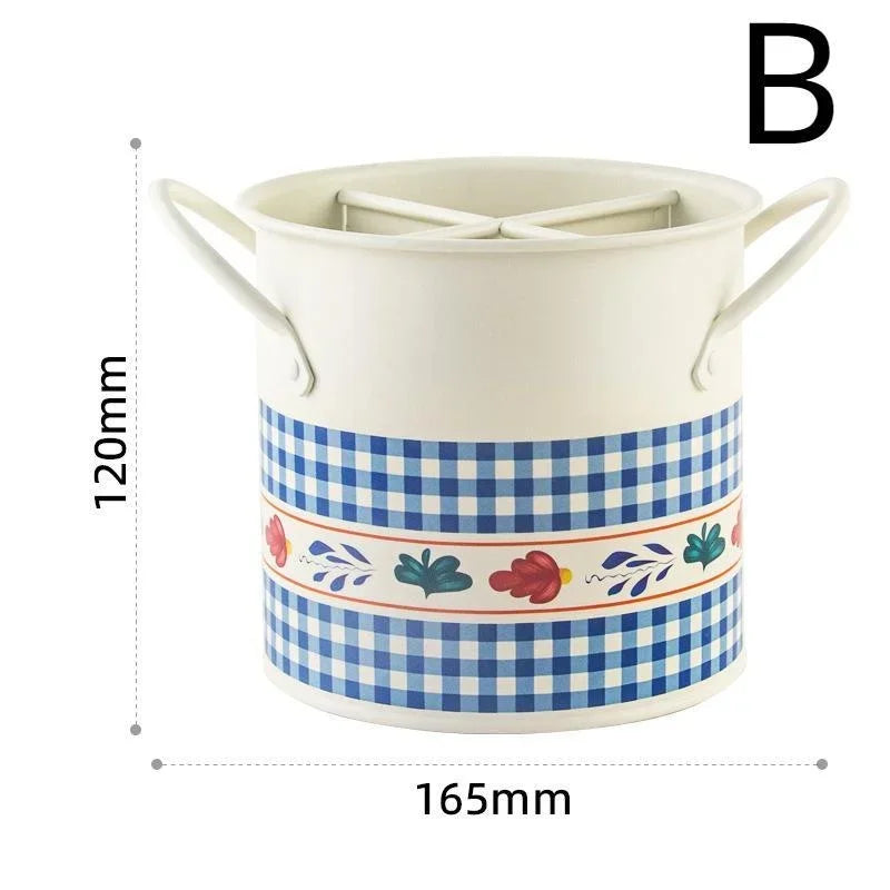 Multipurpose Vintage Chopsticks Home Holder Drying Rack Dividing Drainage Separated Cutlery Tube Organizer Utensil for Kitchen