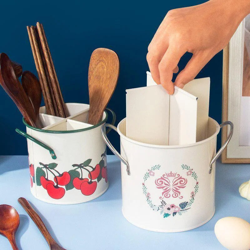 Multipurpose Vintage Chopsticks Home Holder Drying Rack Dividing Drainage Separated Cutlery Tube Organizer Utensil for Kitchen