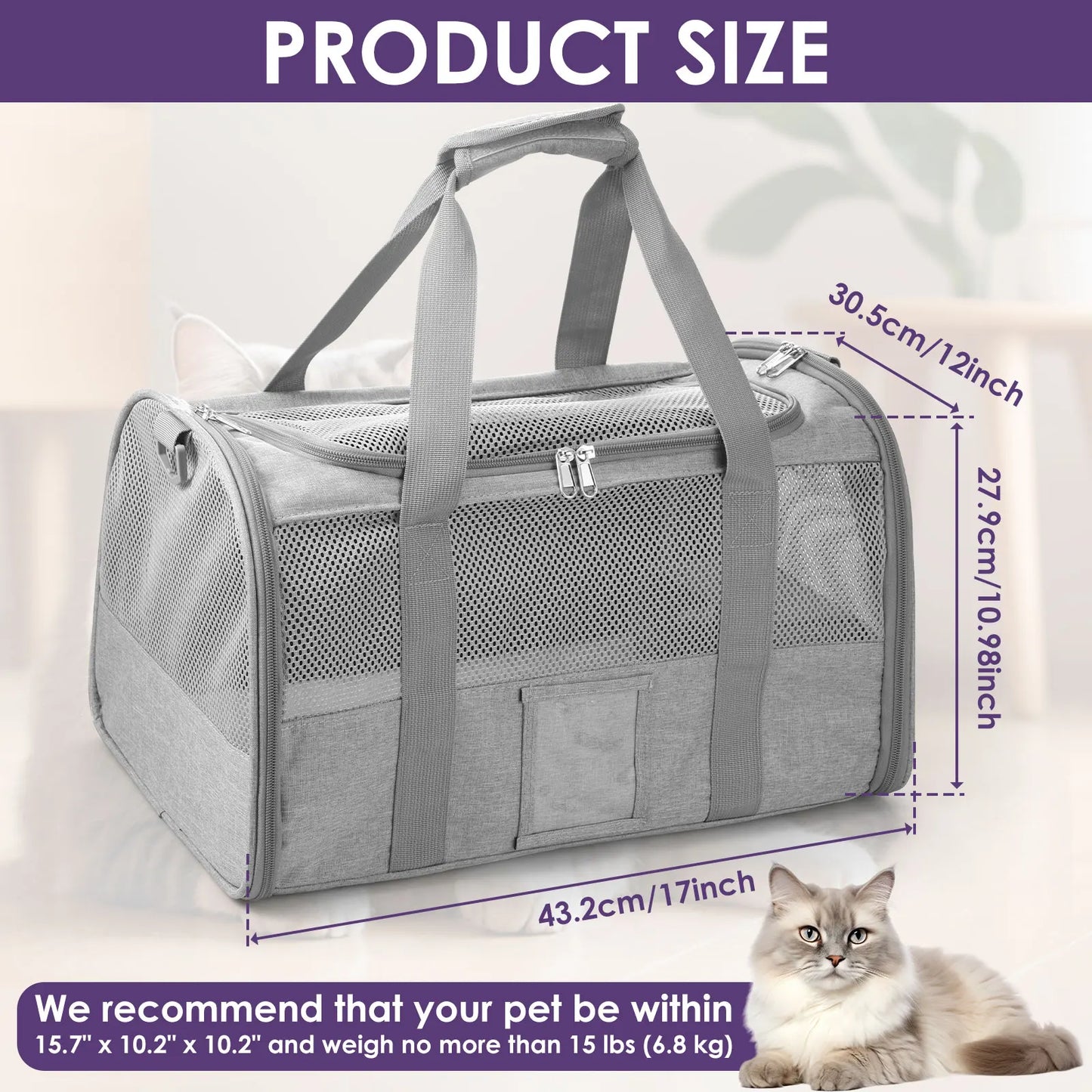 Pet Carrier Oxford Cloth Cat Carrier Bag Breathable Dog Carrier Foldable Pet Carrier Cage Lightweight Dog Carrier Bag