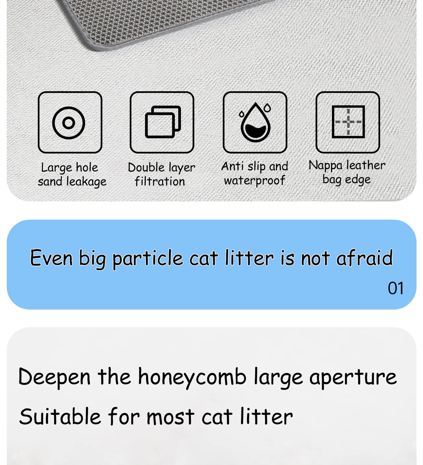 Large Waterproof Cat Litter Mat Double Layer Non-Slip Washable Pet Litter Box Mat Durable Sand Trapper Easy Clean
