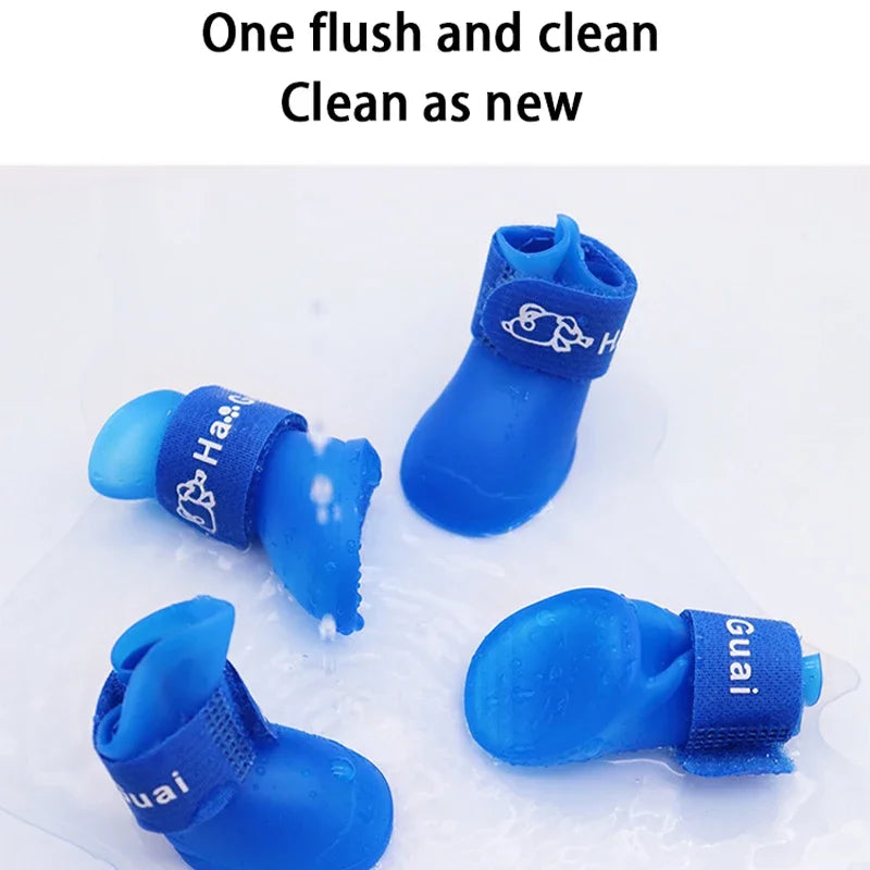 Pet silicone rain shoes anti-dirty non-slip waterproof dog shoes soft bottom footwear small dogs cats teddy Shoes