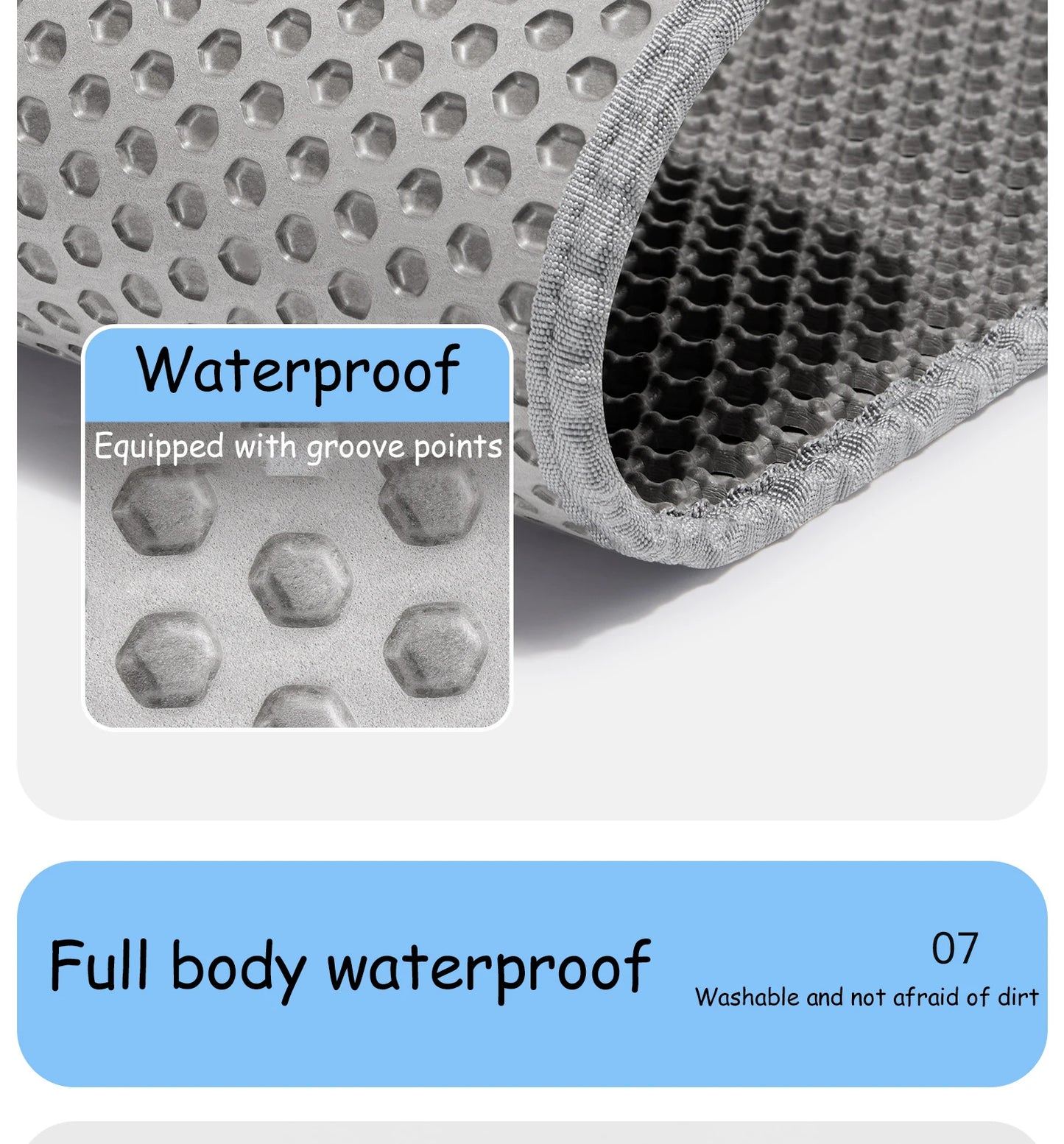 Large Waterproof Cat Litter Mat Double Layer Non-Slip Washable Pet Litter Box Mat Durable Sand Trapper Easy Clean