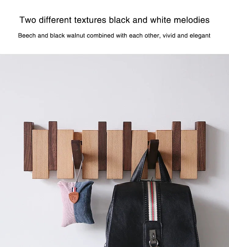 Wood Coat Racks Wall Mounted Keys Hats Organizer Entry Door Porch Hanging Coat Rack Piano Keys Shaped Clothes Hooks Home Decor