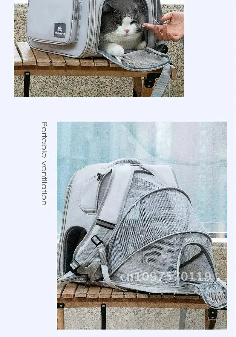 Pet Supplies Cat Backpack Breathable Foldable Bag Puppy Outdoor Capacity Use Walk Cage Pet Expandable Travel Large